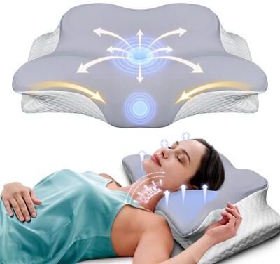 StayWell Butterfly Shaped Memory Foam Pillow, Slow Rebound Cervical Neck Support, Orthopedic Pain Relief Sleeping Pillow gray