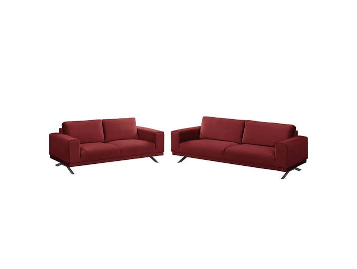 Polstergarnitur Lorcy 3-2 Rot/Rot Webstoff Glamour