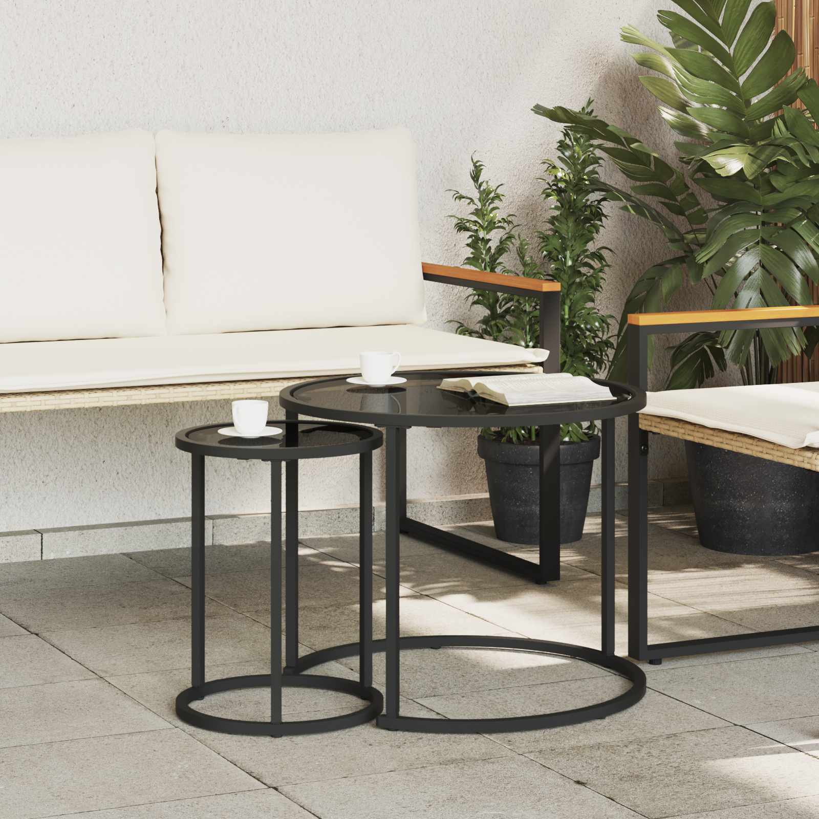 vidaXL Juego de Mesas de Centro 2 uds. 55 x 55 x 45 cm acero Negro