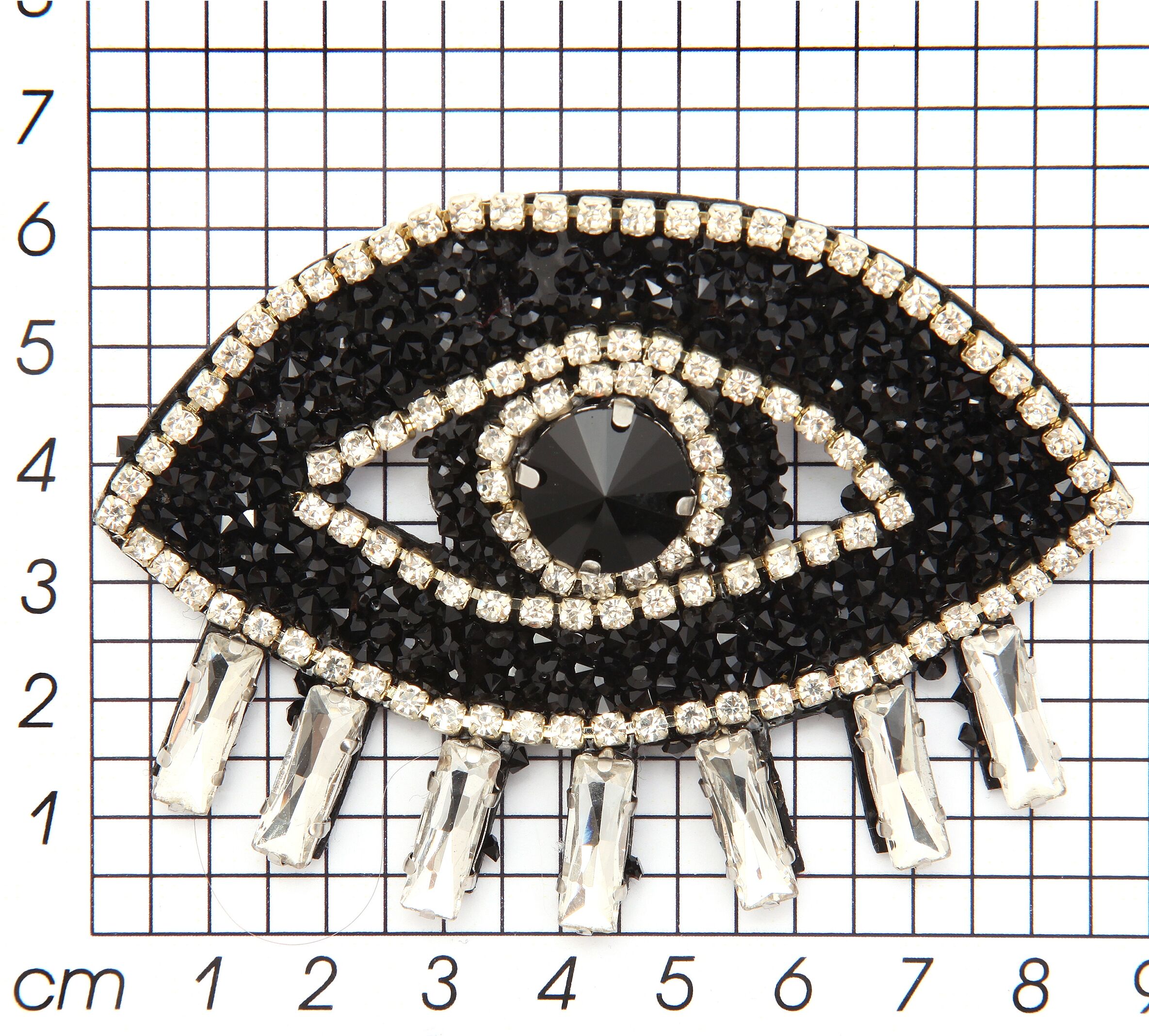 Brosche FIRETTI "Schmuck Geschenk Ansteckschmuck Auge, funkelndes Design", schwarz (metallfarben, schwarz, weiß, schwarz, weiß), Broschen, Damen, Metall, Textil, Brosche, mit Glasstein metallfarben, schwarz, weiß, schwarz, weiß Einheitsgröße