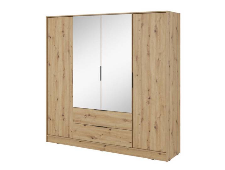 Sepro Meble Schrank Artisan Eiche Mit Spiegel, Mehrfarbig, 206x200x51 cm, Schlafzimmer, Kleiderschränke, Drehtürenschränke