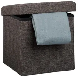 relaxdays Faltbarer Sitzhocker - Leinen braun