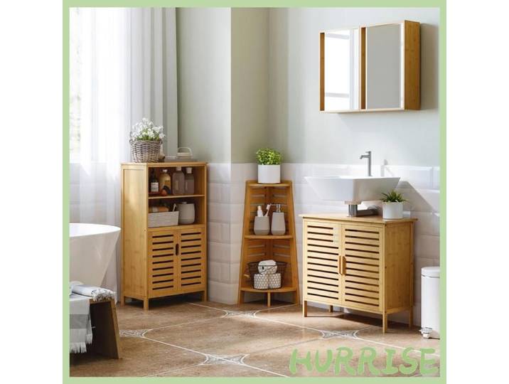 Cocosity Meuble Sous Lavabo Salle De Bain En Bambou Meuble Sous Vasque 2 Portes 66 X 29 X 61 5 Cm