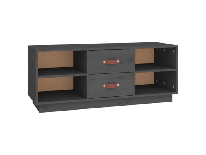 LMTYOENFG TV-Schrank Grau 100x34x40 cm Massivholz Kiefer Lowboard Kompakte Fernsehsitzbank aus Kiefernholz in Grau für Wohnzimmer und Schlafzimmer mit viel Stauraum.