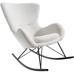 riess-ambiente Schaukelstuhl SCANDINAVIA SWING - weiß Bouclé Sessel schwarz Metall Wippmechanik