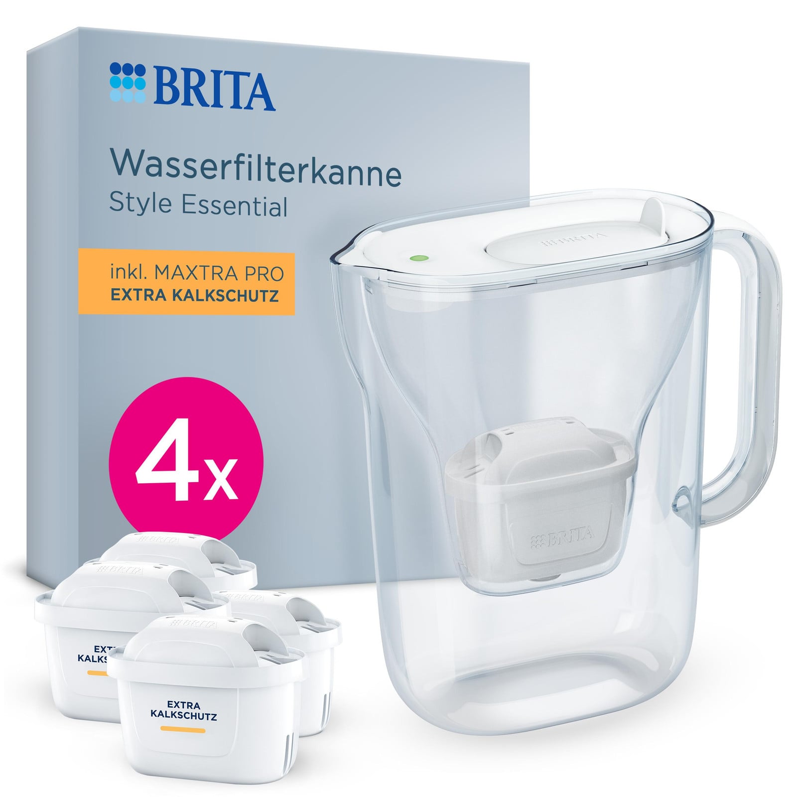 BRITA waterfilterkan MAXTRA Style Essential, wit, inclusief 4 extra kalkfilters