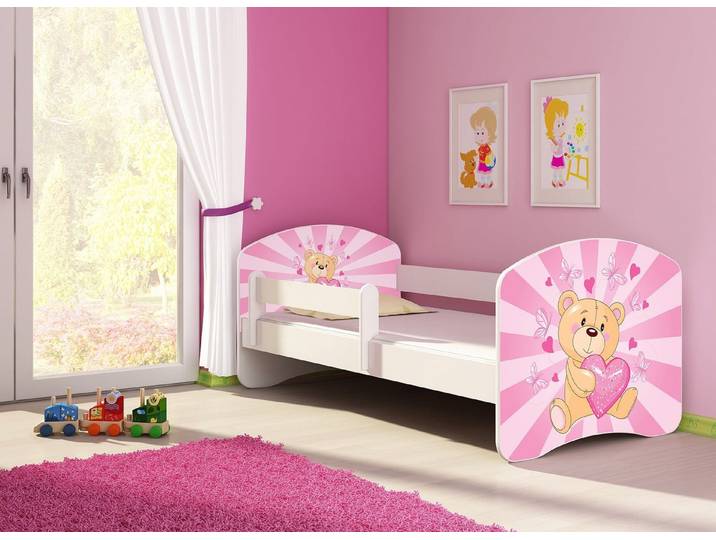 Clamaro Kinderbett (Kinderbett, Babybett 70x140, 80x160, 80x180cm Juniorbett, Kind, Motiv, Schublade CLAMARO)
