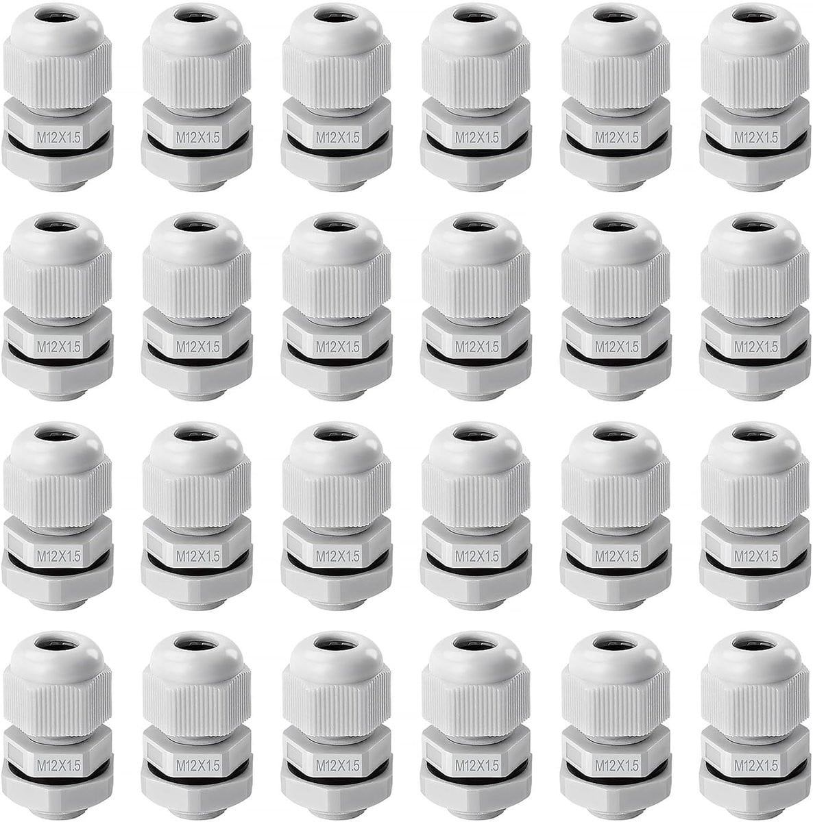 25 Stuks M12 Kabelwartels IP68 Waterdicht Nylon voor 3-6.5 mm Kabels Wit