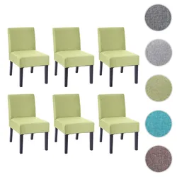 6er-Set Esszimmerstuhl HWC-F61, Stuhl Lounge-Stuhl, Stoff/Textil ~ grün