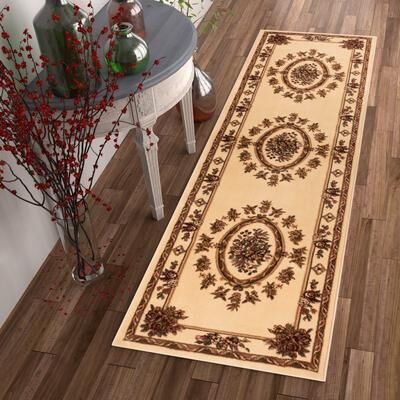 "Well Woven Agra Traditional Aubusson Floral Runner Rug - 2'3"" x 7'3"""