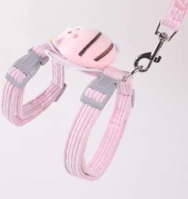 Inspired Finds Adjustable No Pull Cat & Small Dog Harness Leash Set pink s