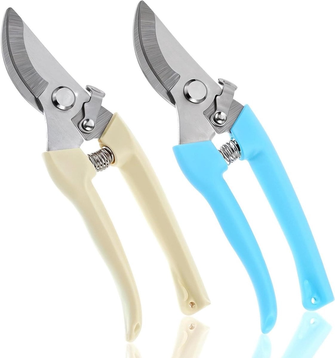 Azalia Set van 2 Ergonomische Tuinscharen met Stalen Messen - Blauw/Wit
