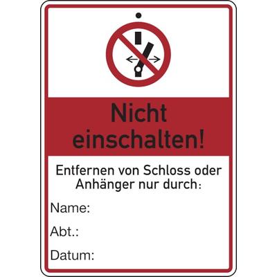 Wartungsanhänger, Nicht einschalten!, 148 x 105 mm, Kunststoff - 105x148x1.5 mm Kunststoff
