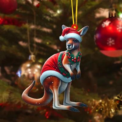 Inspire Select Cartoon Acrylic Christmas Tree Hanging Ornament 2D Flat Xmas Tree Pendant For Holiday Tree & Home Decor kangaroo