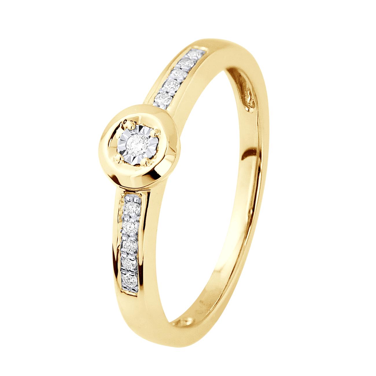 Diamond Solitaire ondersteund 0060 Cts Illusion 0,50 Cts Yellow Gold