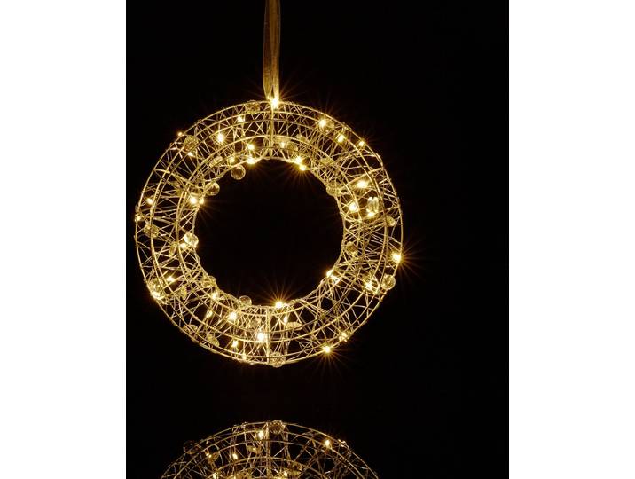 LED lichtkrans - Ø 25 cm - raamdecoratie binnen - hangend - sfeerlamp op batterijen - zilver