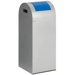 PROREGAL Selbstlöschender Wertstoffsammler rund | 60 Liter, HxBxT 80x32x32cm | Verzinkter Stahl | Silber-Blau | Mülleimer Abfalleimer