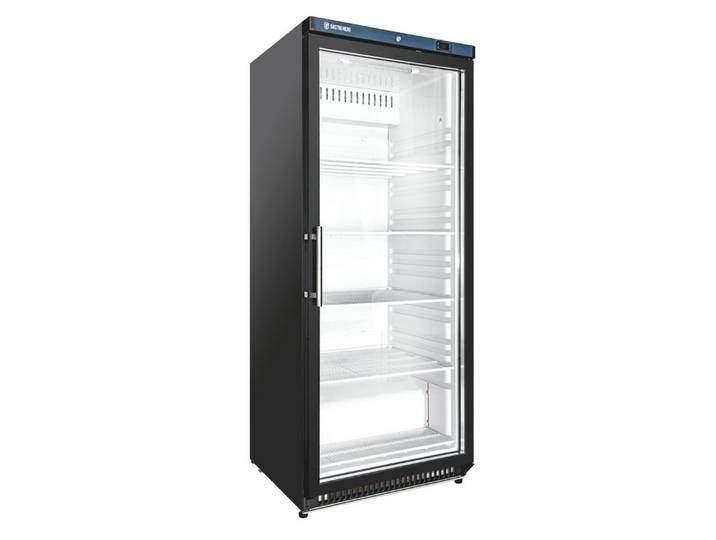 GastroHero Vollraumkühlschrank Lagerkühlschrank ECO 600 Glastür Schwarz 562 Liter LED LKSE600BG, 190 cm hoch, 77.5 cm breit, ideal zur Präsentation von Getränken und gekühlten Waren