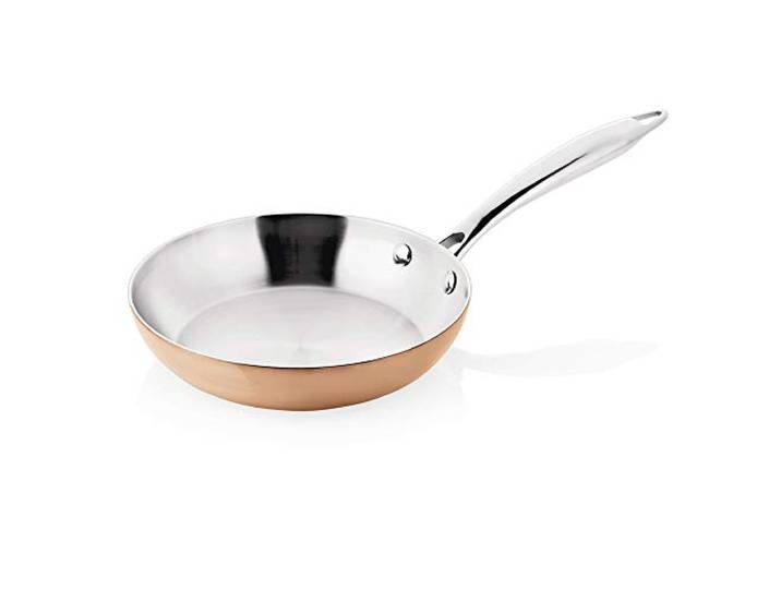 WAS Germany Pfanne Copper 3PLY-Serie Ø 28 cm, 5,5 cm hoch - Kupferpfanne mit Edelstahl Bratfläche und Stielgriff zum Flambieren und Sautieren, unbeschichtet, hochwertig im zeitlosen Kupfer - 2032 280