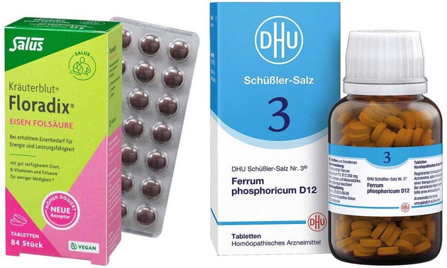 DHU Schüßler-Salz Nummer 3 und Floradix Eisen Folsäure 420+84stk