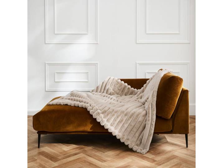 Plaid boudoir imitation fourrure - plaid cocooning - 220x240cm - sable