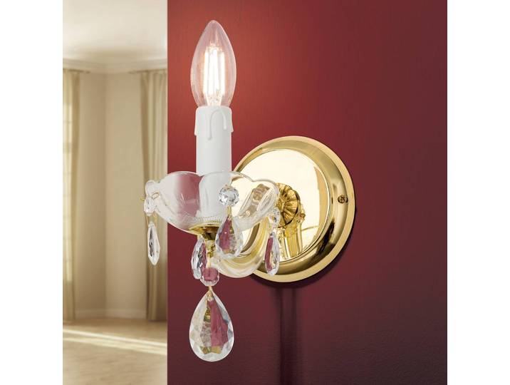 ORION Kristall Wandlampe Marie Claire, dimmbar, messing / gold, für Flurbereich, Metall, Wandleuchte, Wandlampe Innen
