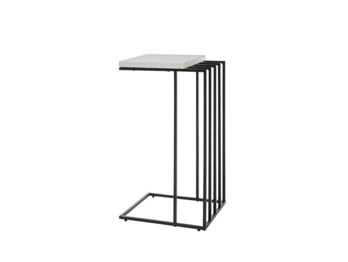 möbelando Beistelltisch >JUBA< 40x70x35 cm mit weiß matt lackierter Holzwerkstoffplatte und schwarzem pulverbeschichtetem Metallgestell – modern, platzsparend, ideal für jedes Wohnambiente