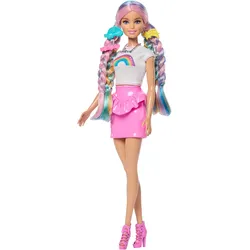 Barbie Regenbogen Glitzerhaar Modepuppe mit besonders langen Haaren und 12 Styling-Zubehörteilen
