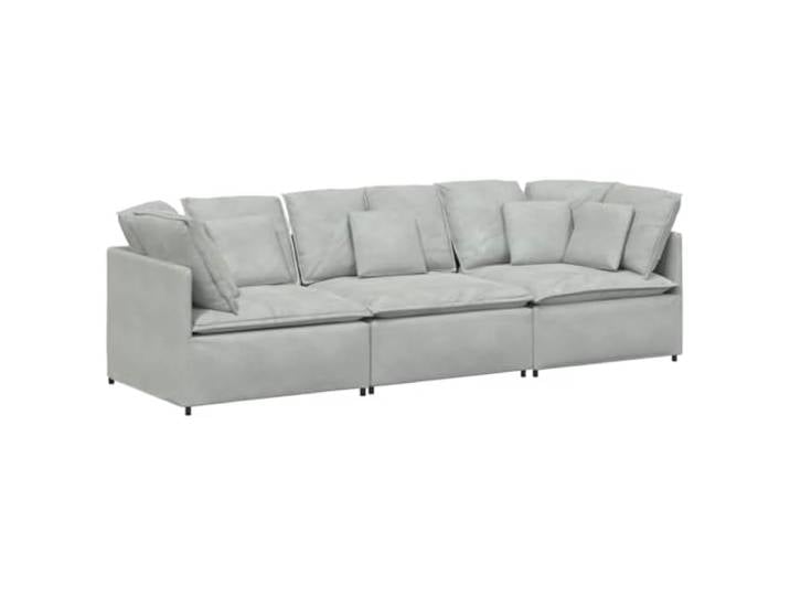 Makastle Modulares Sofa Couch mit Kissen Samt Hellgrau