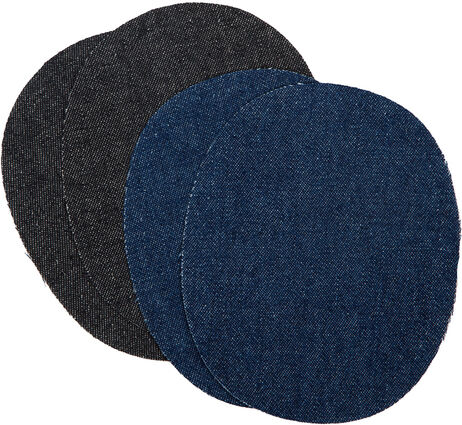 buttinette Jeans-Flicken, Größe: 12,5 x 10 cm, Farbe: dunkelblau/schwarz, Inhalt: 2 Paar