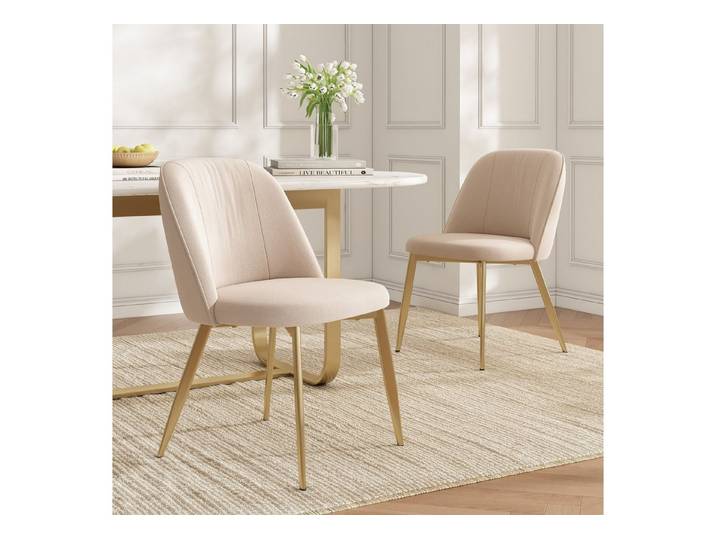 MODFU Esszimmerstuhl Komfortabel & atmungsaktiv, elegantes Design (Vielseitig für Wohnzimmer, Café & Essbereich, 4 St), 4er-Set Samt-Esszimmerstühle in Beige/Gold