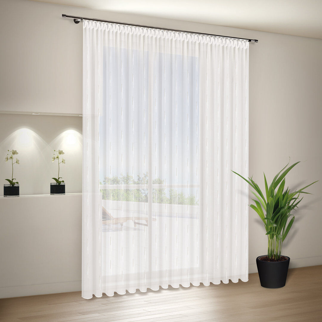 Wade Logan Tribeca Vera Pencil Pleat Sheer Single Curtain Clear 600 W x 150 D cm