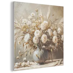 AKUSTIKBILD Blumen - Vase - Stilleben - Beige Akustikpaneele 90x90 cm