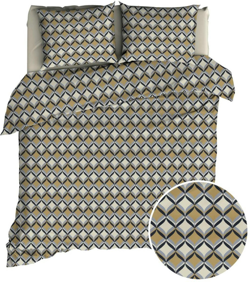 Romanette Honky Tonk Dekbedovertrek Tweepersoons Beige/Grijs 200x220 cm