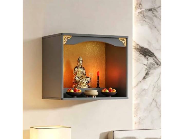 Wandaltar Schrein Offering Tisch, Buddha Altar Tisch Mit Türen,Chinesischer Meditationstisch, Buddhistisches Regal Für Figuren，for Buddha-Statuen, Kerzendosen, Räuchergefäße, Opfergaben