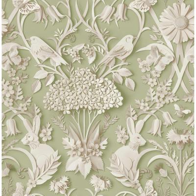 NuWallpaper - Eloise Tea Green Peel and Stick Wallpaper