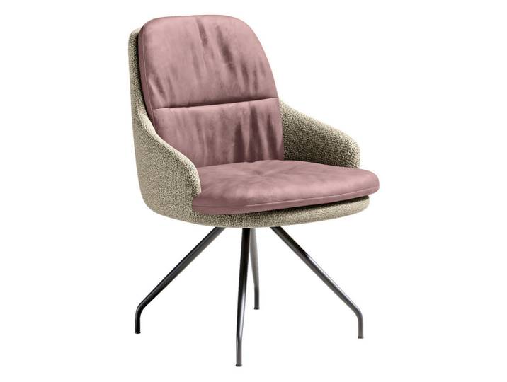 Dieter Knoll Armlehnstuhl, Natur, Rosa, Stativgestell, 60x86x66 cm, Beinauswahl, Sitzfläche 360° drehbar, Stoff-/Lederauswahl, Esszimmer, Stühle, Esszimmerstühle, Armlehnenstühle
