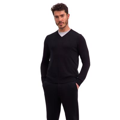 Strickpullover FALKE "Pure Cashmere", Herren, Gr. M, schwarz (3000), Pullover Strickpullover