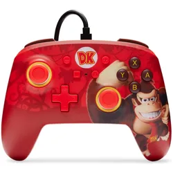 PowerA Switch Controller Enhanced wired Donkey Kong Flex (Switch, Switch OLED), Gaming Controller, Rot