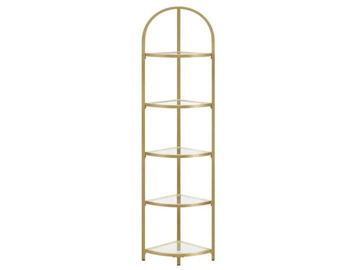 Étagère d'angle design arquée en or et verre - Réf. VK8681847466536