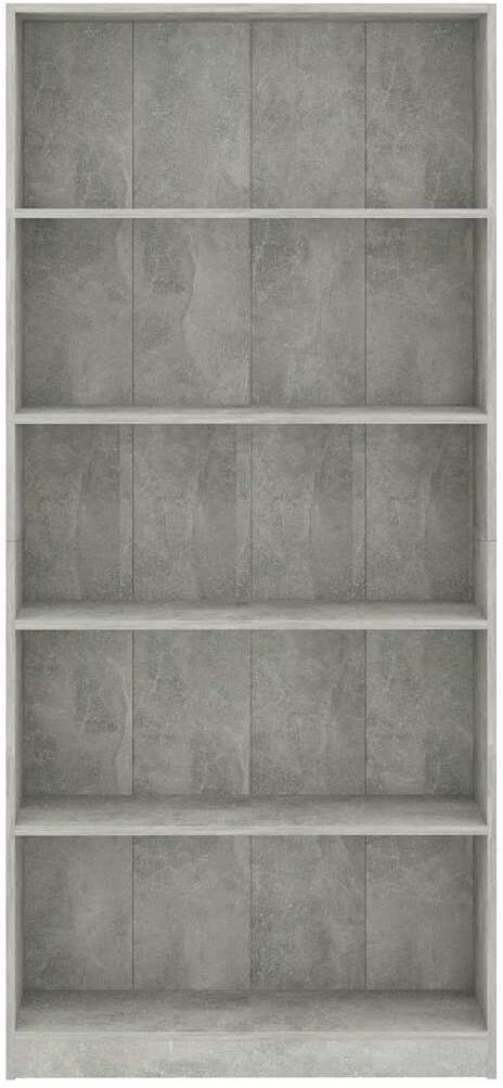 vidaXL Bibliothèque à 5 niveaux Gris béton 80x24x175cm Bois ingénierie