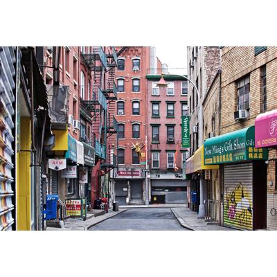 Fototapete PAPERMOON "MANHATTAN-NEW YORK CHINATOWN GASSE ALT STADT ZIEGEL XXL", bunt, B:3,5m L:2,6m, Vlies, Tapeten