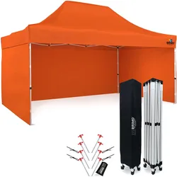 BRIMO Faltpavillons Pavillon zelt 3x4,5 m wasserdicht - mit 3 Wänden - Orange