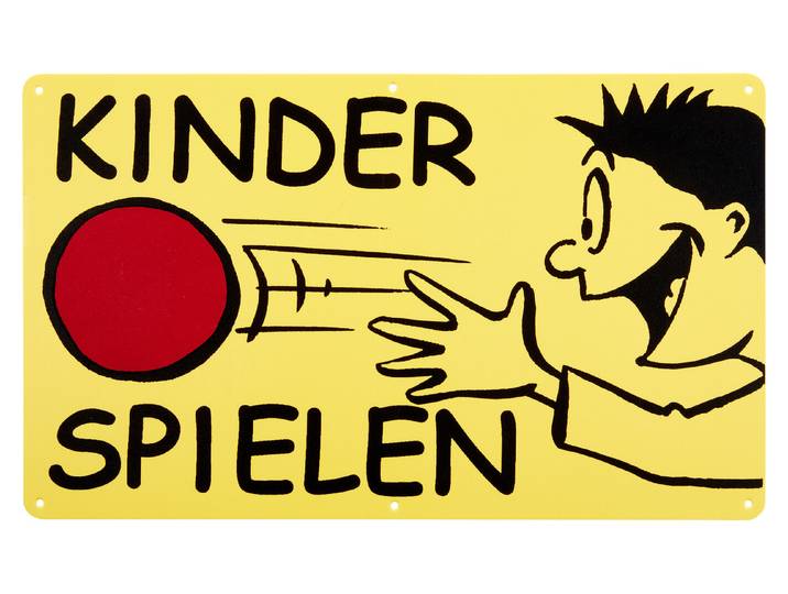 Schild Kinder Spielen Gelb 50 × 30 × 0.3 cm