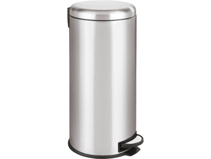 Kosmetikeimer WENKO Leman , silber (edelstahlfarben), B:30,5cm H:64cm T:37,5cm, Edelstahl, Mülleimer, Kosmetikeimer, 30 Liter Fassungsvermögen