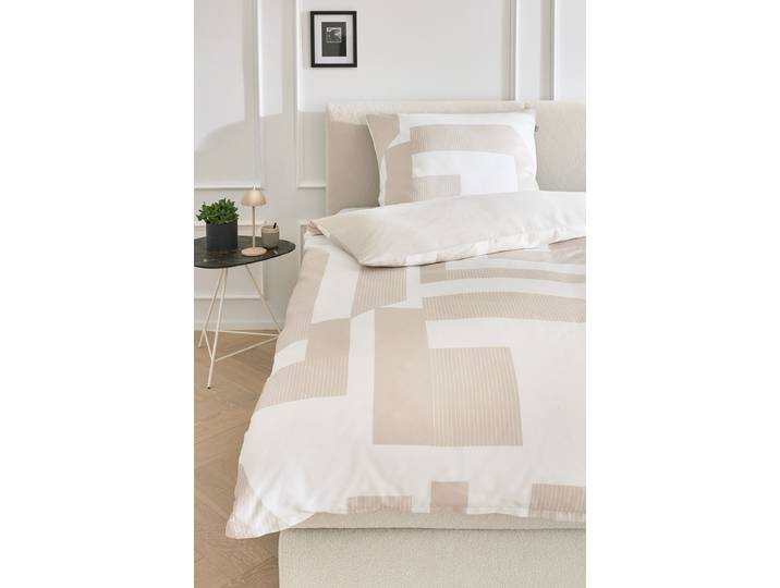 Housse de couette satin brillant Slow 140 x 200 cm + coussin 70 x 90 cm Beige/Beige