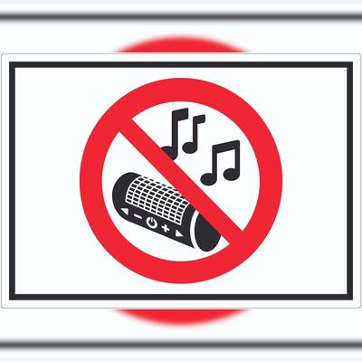 HB-Druck Aufkleber Musik verboten Symbol A8 (52x74mm)