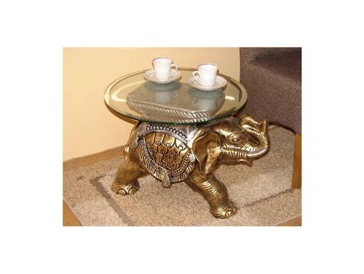 Xlmoebel Beistelltisch Glastisch Elefant in Gold, Kunststoff, skulpturaler Stil (Packung, 1-St., Glastisch Elefant), Made in Europa