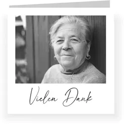 Dankeskarte Trauer: Vielen Dank mit Bild mit Foto in Weiß