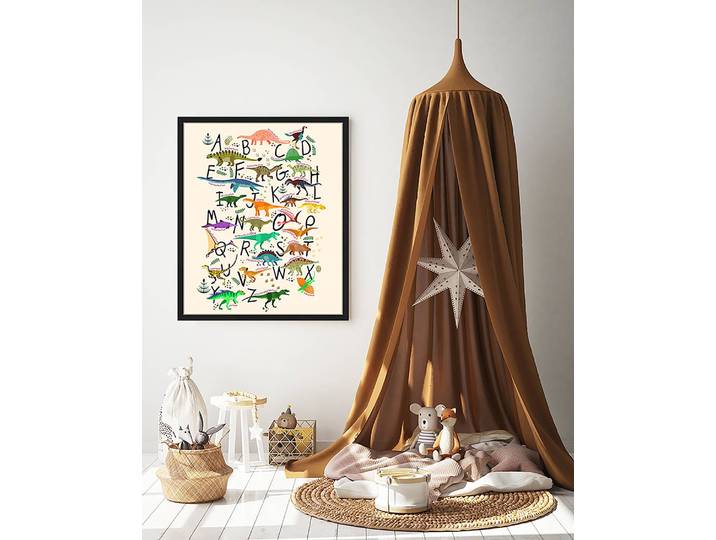 Tableau déco Dinosaur Alphabet 53 x 63cm Multicolore